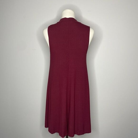 Ambiance- Maroon Ribbed Halter Dress - Picture 3 of 4